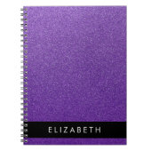 Paarse Glitter, Glitter Achtergrond, Jouw naam Notitieboek (Voorkant)