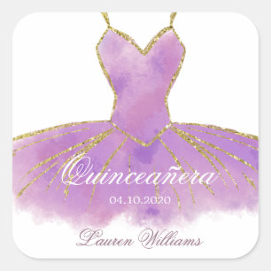 Paarse Glitter Gown Quinceanera Sticker