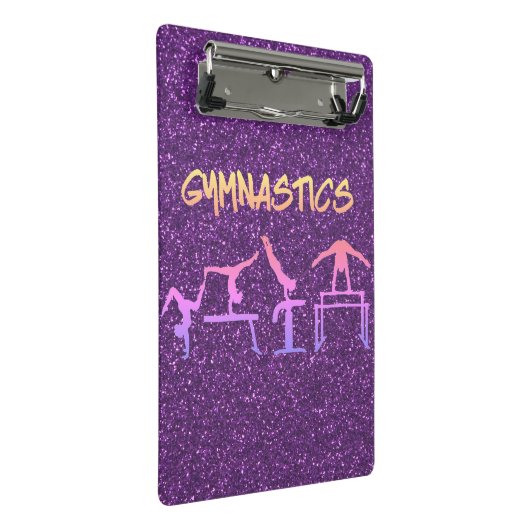 Paarse Glitter Gymnastiek Mini Klembord (Schuin)