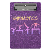 Paarse Glitter Gymnastiek Mini Klembord (Voorkant)