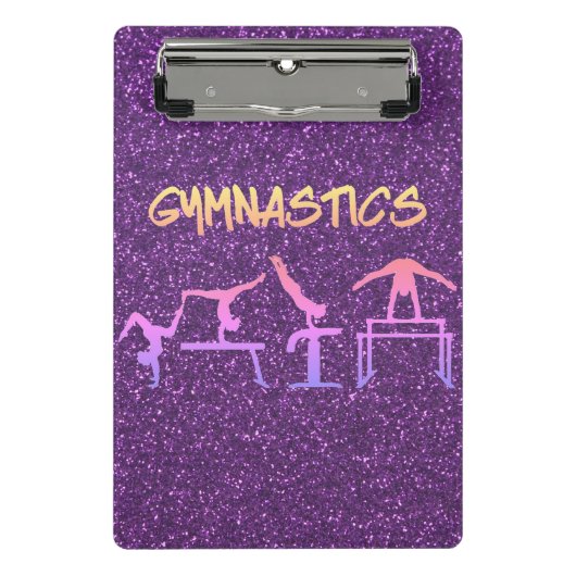 Paarse Glitter Gymnastiek Mini Klembord (Voorkant)