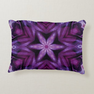 Paarse Glitter Heart & Flower Kaleidoscope Patroon Accent Kussen