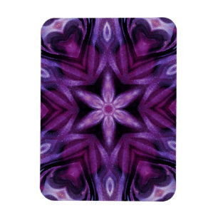 Paarse Glitter Heart & Flower Kaleidoscope Patroon Magneet