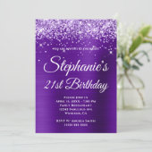 Paarse Glitter Indigo Ombre Folie 21ste verjaardag Kaart (Staand voorkant)