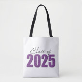 Paarse Glitter Klasse van 2025 Draagtas (Voorkant)