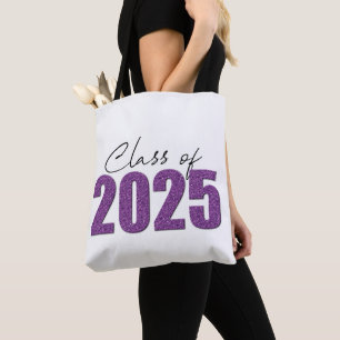 Paarse Glitter Klasse van 2025 Draagtas
