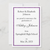 Paarse Glitter Klasse van 2025 Foto Aankondiging (Achterkant)