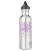 Paarse glitter laat een monogram wit script vallen waterfles  (Links)