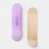 Paarse Glitter Lichten Gepersonaliseerd Skateboard (Voorkant)
