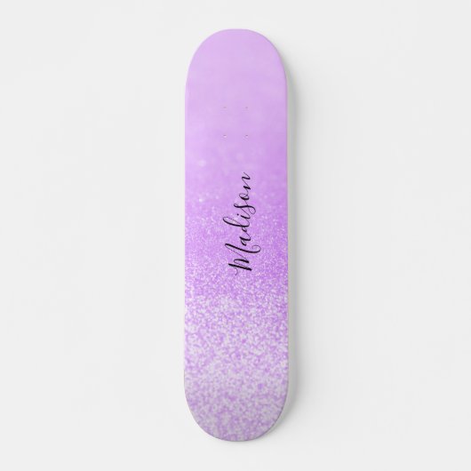 Paarse Glitter Lichten Gepersonaliseerd Skateboard (Voorkant)