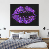 Paarse glitter Lips #2 Canvas Afdruk (Insitu (Slaapkamer))