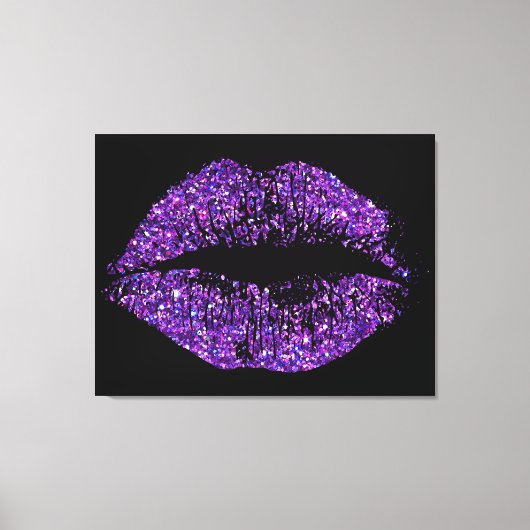 Paarse glitter Lips #2 Canvas Afdruk (Voorkant)