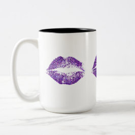 Paarse glitter Lips #2 Tweekleurige Koffiemok