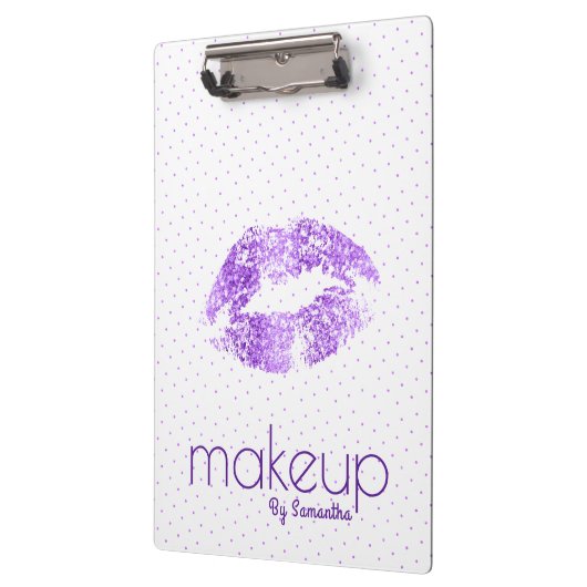 Paarse glitter Lips & Polkadots Patroon Klembord (Links)
