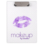 Paarse glitter Lips & Polkadots Patroon Klembord (Voorkant)
