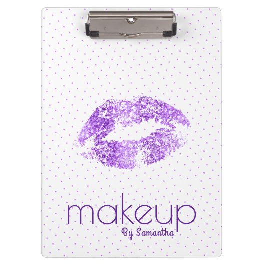 Paarse glitter Lips & Polkadots Patroon Klembord (Voorkant)