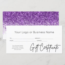 Paarse Glitter Logo Business Cadeaubon