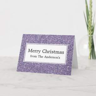 Paarse Glitter look Merry Kerstmis Kaart