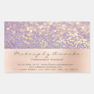 Paarse Glitter Makeup Gold Confetti Blush RSVP Rechthoekige Sticker
