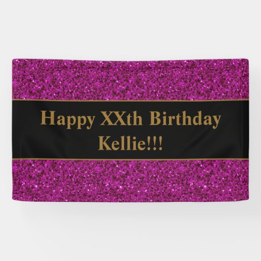 Paarse glitter met boodschappenbanner spandoek (Horizontaal)