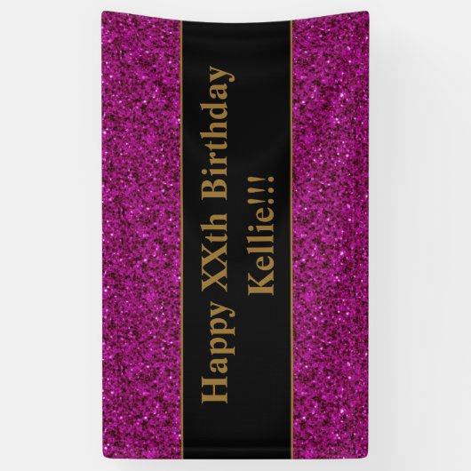 Paarse glitter met boodschappenbanner spandoek (Verticaal)