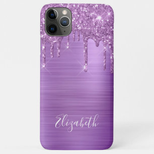 Paarse Glitter Monogram Hoesje-Mate iPhone Case