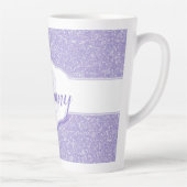 Paarse Glitter Monogram Latte Mok (Rechts)