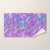 Paarse glitter-monogram met wielgeelhoorn bad handdoek (Handdoek)