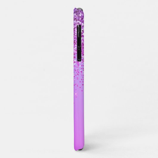 Paarse Glitter Monogram Naam Luxury Girly Case-Mate iPhone Case (Achterkant/links)