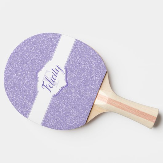 Paarse Glitter Monogram Ping Pong Paddle Tafeltennisbatje (Zijkant)
