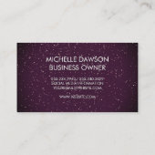 Paarse Glitter Monogram Stripes Visitekaartje (Achterkant)