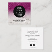 Paarse Glitter Ombre Cursief Uw Logo sociale icoon Vierkante Visitekaartje (Voorkant / Achterkant)