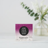 Paarse Glitter Ombre Cursief Uw Logo sociale icoon Vierkante Visitekaartje (Staand voorkant)