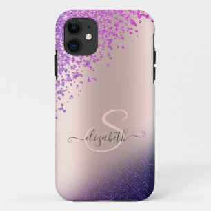 Paarse Glitter Ombre Diamanten iPhone 11 Hoesje