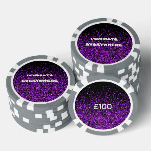 Paarse glitter op zwart domineren overal   poker chips