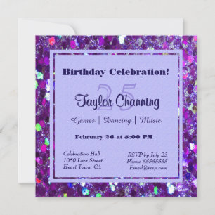 Paarse Glitter Party Kaart