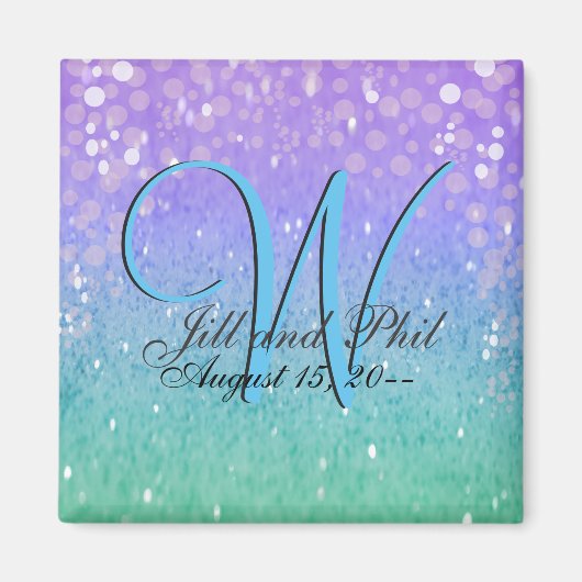 Paarse Glitter Patio Lantern Confetti Glam Blue Magneet (Voorkant)