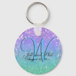 Paarse Glitter Patio Lantern Confetti Glam Blue Sleutelhanger