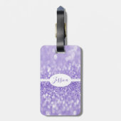 Paarse Glitter Personaliseer Bagagelabel (Achterkant verticaal)