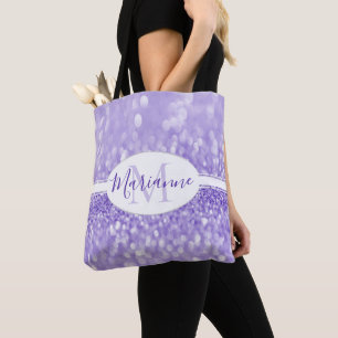 Paarse Glitter Personaliseer Canvas tas