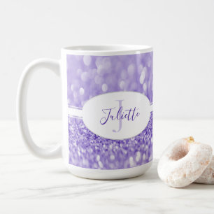 Paarse Glitter personaliseert de Mok van koffie