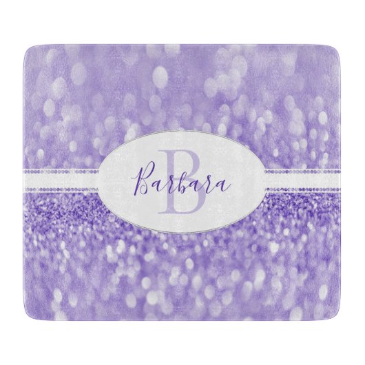 Paarse Glitter Personaliseert snijraad Snijplank (Voorkant)