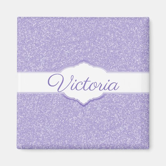 Paarse Glitter Personalized Magnet Magneet (Voorkant)