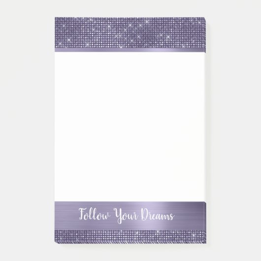 Paarse Glitter Persoonlijke Quote Post-it® Notes (Voorkant)