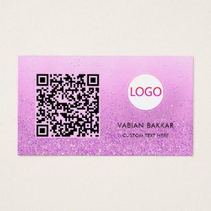 Paarse glitter Qr code modern Logo visitekaartje
