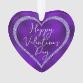 Paarse glitter romantische script Valentijnsdag Ornament (voorkant)