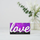 Paarse Glitter Salon Haarstylist Makeup Artist Spa Afsprakenkaartje (Staand voorkant)