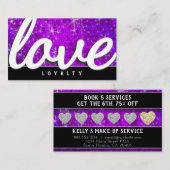 Paarse Glitter Salon Haarstylist Makeup Artist Spa Afsprakenkaartje (Voorkant / Achterkant)