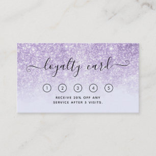 Paarse Glitter Salon Spa Loyalty-Kaart met Logo Visitekaartje