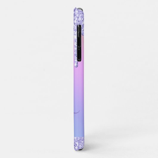 Paarse Glitter-schijven Aangepaste regenboog Case-Mate iPhone Case (Achterkant/links)